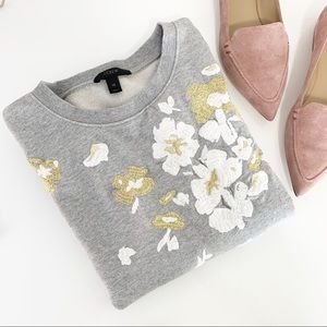 J. Crew Flower Embroidered Sweatshirt